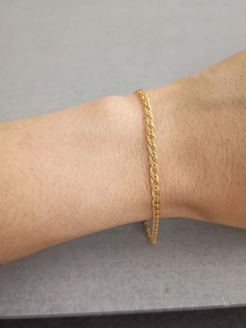 10K Solid Gold Rombo Link Bracelet 7.5" 2.8mm